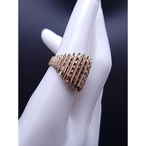 Vintage 14K Yellow Gold Chunky 1980s Brutalist Style Statement Ring, size 6.75